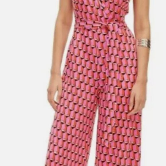 DVF for Target Collared Sleeveless Pink Modern Geo Jumpsuit - Picture 4 of 7